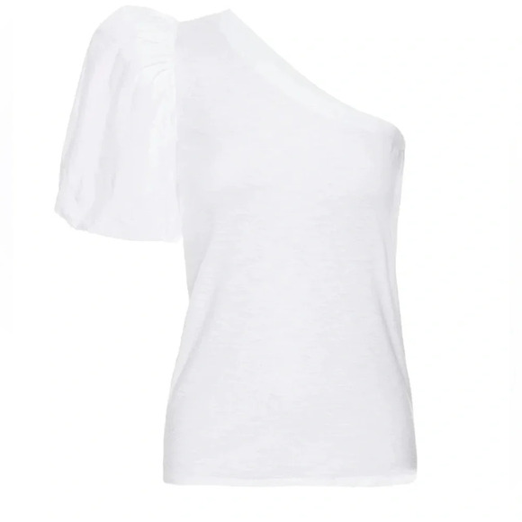 Nation LTD - Raina Balloon Sleeve One Shoulder Tee in white - Picture 5 of 11